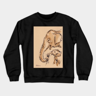 Snack Time:  Baby Elephant & Mama Watercolor Painting #13 Crewneck Sweatshirt